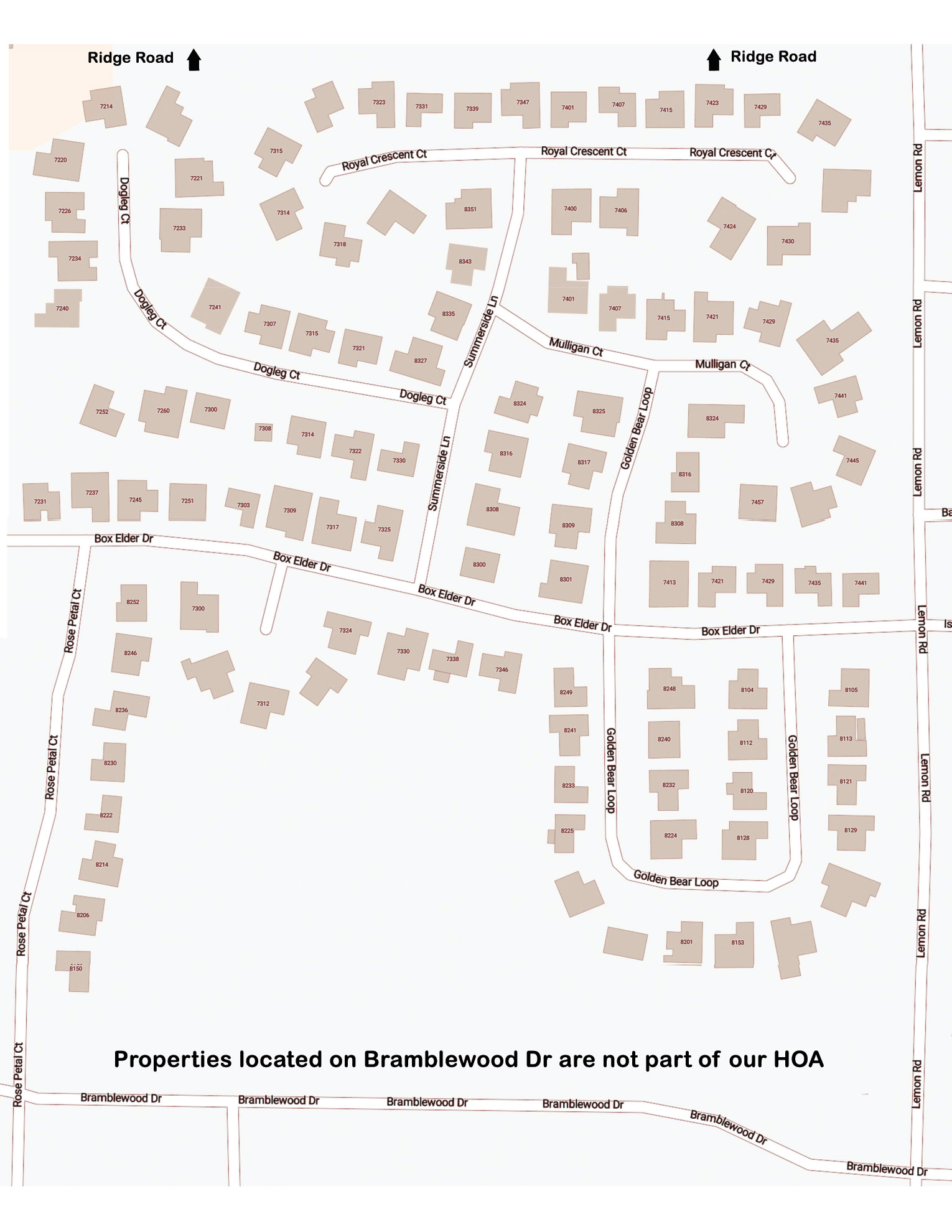 Map Showing Orchid lake Village Unit 10 HOA Area